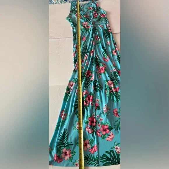 Tommy Bahama SZ M Sleeveless Tropical Floral Maxi Dress in Blue and Pink - Picture 10 of 12